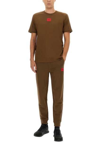 Tricouri Hugo Boss Regular Fit Sweatshirt With Logo Label BROWN Barbati (BM 18923140) 2