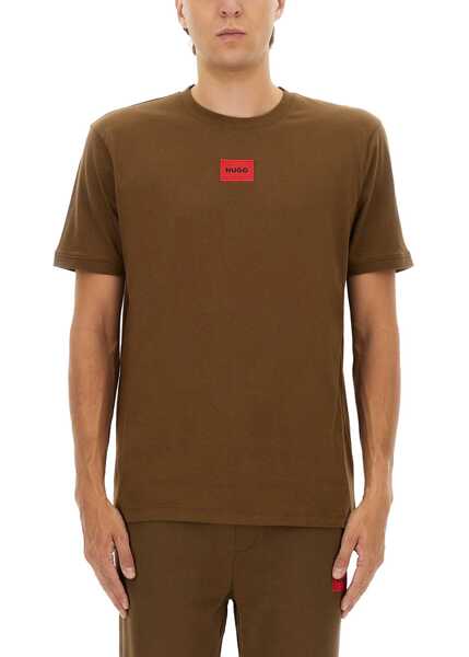 Tricouri Hugo Boss Regular Fit Sweatshirt With Logo Label BROWN Barbati (BM 18923140) 1