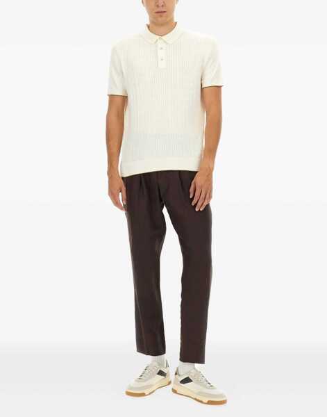 Tricouri Polo Hugo Boss Silk And Cotton Braided Polo Shirt IVORY Barbati (BM 18923152) 2