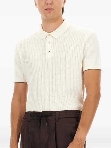 Tricouri Polo Hugo Boss Silk And Cotton Braided Polo Shirt IVORY Barbati (BM 18923152) 3
