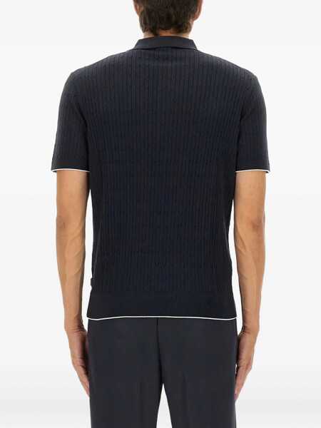 Tricouri Polo Hugo Boss Silk And Cotton Braided Polo Shirt BLUE Barbati (BM 18923158) 3