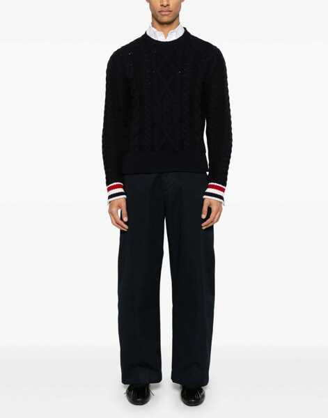 Pulovere Thom Browne Cable knit Sweater NAVY Barbati (BM 18923374) 2