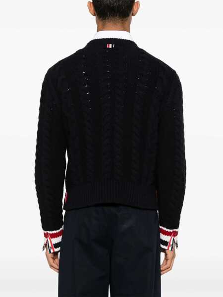 Pulovere Thom Browne Cable knit Sweater NAVY Barbati (BM 18923374) 4
