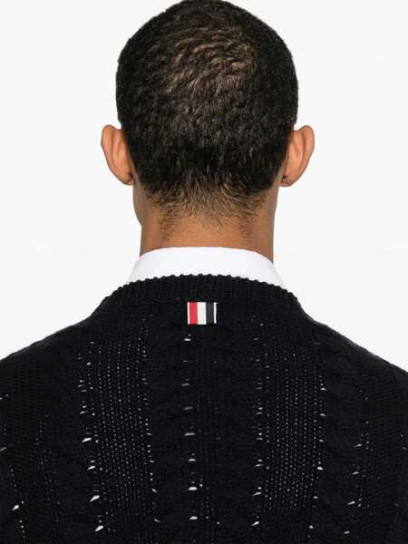 Pulovere Thom Browne Cable knit Sweater NAVY Barbati (BM 18923374) 5
