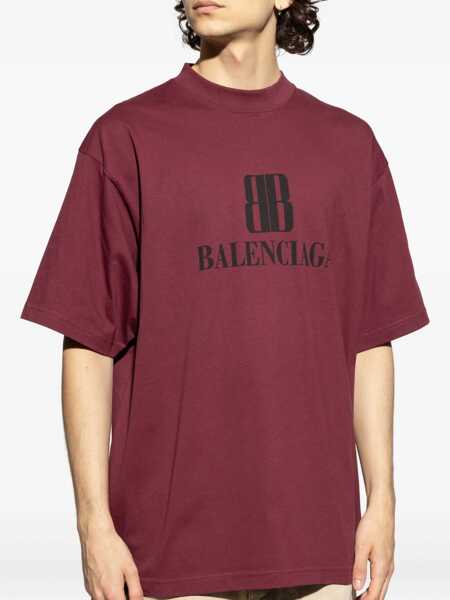 Tricouri Balenciaga Bb T-Shirt In Cotton BORDEAUX Barbati (BM 18923491) 3