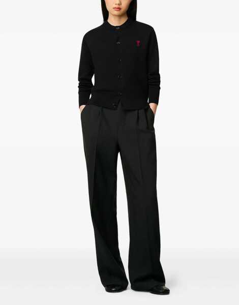 Cardigane AMI Paris Ami De Coeur merino wool Cardigan NOIR/ROUGE Femei (BM 18923704) 2