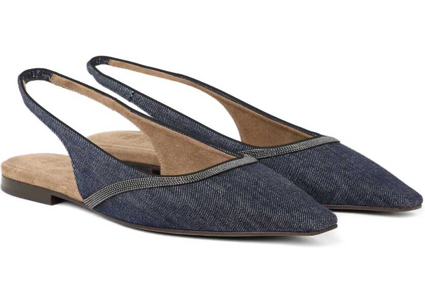 Balerini Brunello Cucinelli Denim slingback Ballerinas DENIM BLU Femei (BM 18923755) 2