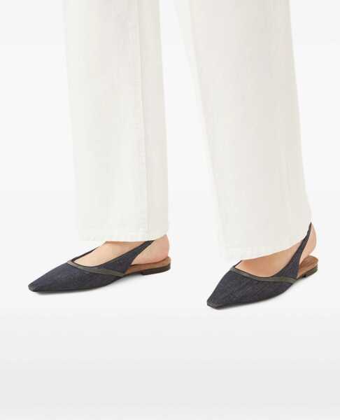 Balerini Brunello Cucinelli Denim slingback Ballerinas DENIM BLU Femei (BM 18923755) 5