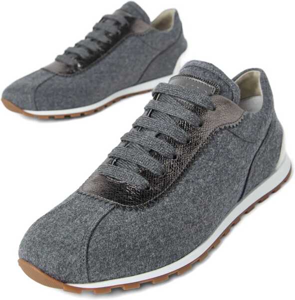 Sneakers Brunello Cucinelli Virgin wool flannel Sneakers GRIGIO MEDIO Femei (BM 18923809) 2
