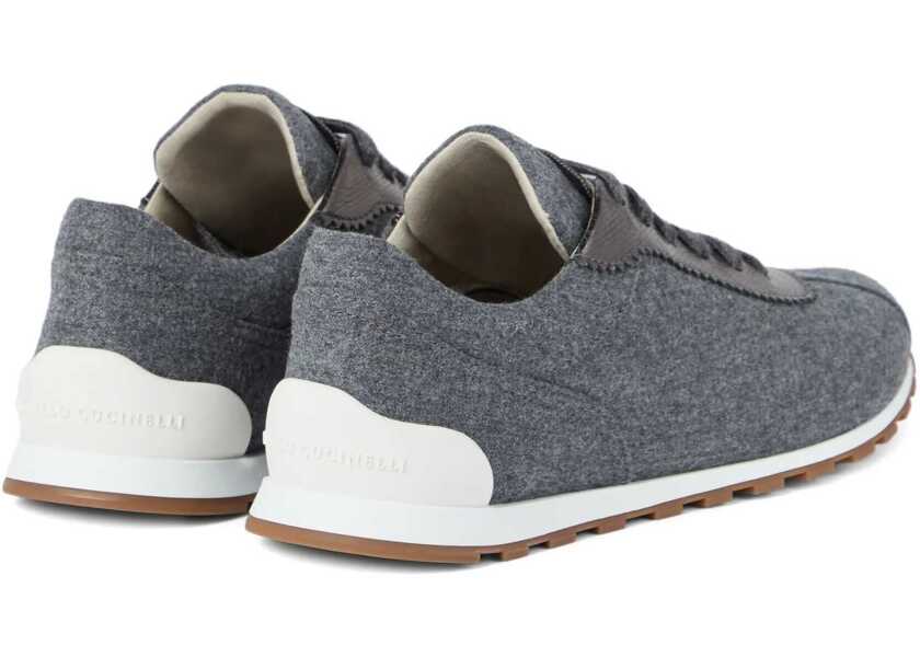 Sneakers Brunello Cucinelli Virgin wool flannel Sneakers GRIGIO MEDIO Femei (BM 18923809) 3
