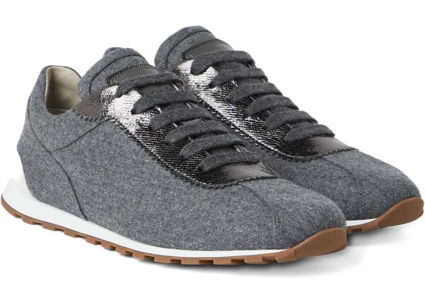 Sneakers Brunello Cucinelli Virgin wool flannel Sneakers GRIGIO MEDIO Femei (BM 18923809) 4
