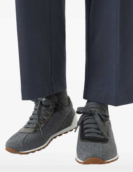 Sneakers Brunello Cucinelli Virgin wool flannel Sneakers GRIGIO MEDIO Femei (BM 18923809) 5
