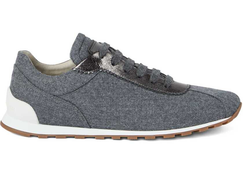 Sneakers Brunello Cucinelli Virgin wool flannel Sneakers GRIGIO MEDIO Femei (BM 18923809) 1