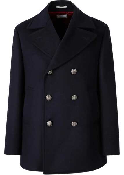 Paltoane Brunello Cucinelli Double wool flannel Caban NAVY/PIOMBORUBINO Barbati (BM 18923812) 1