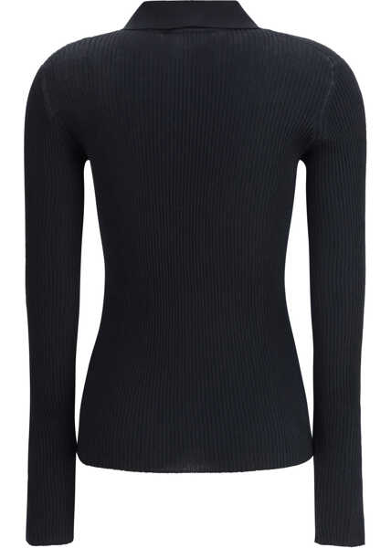 Tricouri Polo Dolce & Gabbana Ribbed Polo Sweater NERO Femei (BM 18924067) 2