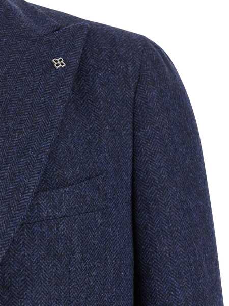 Geci Tagliatore Blue Single-Breasted Jacket With Peak Lapel In Wool And Cotton Blend Man BLUE Barbati (BM 18924660) 3