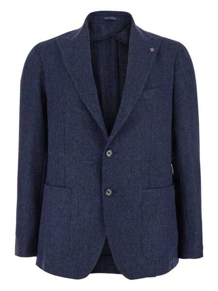 Geci Tagliatore Blue Single-Breasted Jacket With Peak Lapel In Wool And Cotton Blend Man BLUE Barbati (BM 18924660) 1