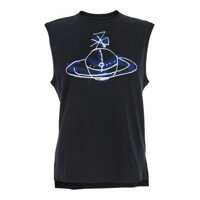 Tricouri Black Sleeveless Top With Maxi Orb On The Front In Cotton Man Barbati