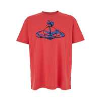 Tricouri Red Crewneck T-Shirt With Maxi Orb On The Front In Cotton Man Barbati