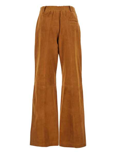 Pantaloni casual TELA Beige Pants With Belt Loops And Semi-Elastic Waist In Suede Woman Beige Femei (BM 18925149) 2