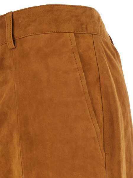 Pantaloni casual TELA Beige Pants With Belt Loops And Semi-Elastic Waist In Suede Woman Beige Femei (BM 18925149) 3