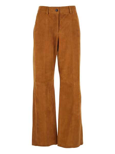 Pantaloni casual TELA Beige Pants With Belt Loops And Semi-Elastic Waist In Suede Woman Beige Femei (BM 18925149) 1