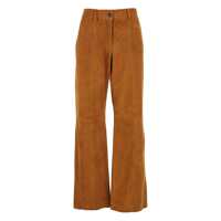 Pantaloni casual Beige Pants With Belt Loops And Semi-Elastic Waist In Suede Woman Femei