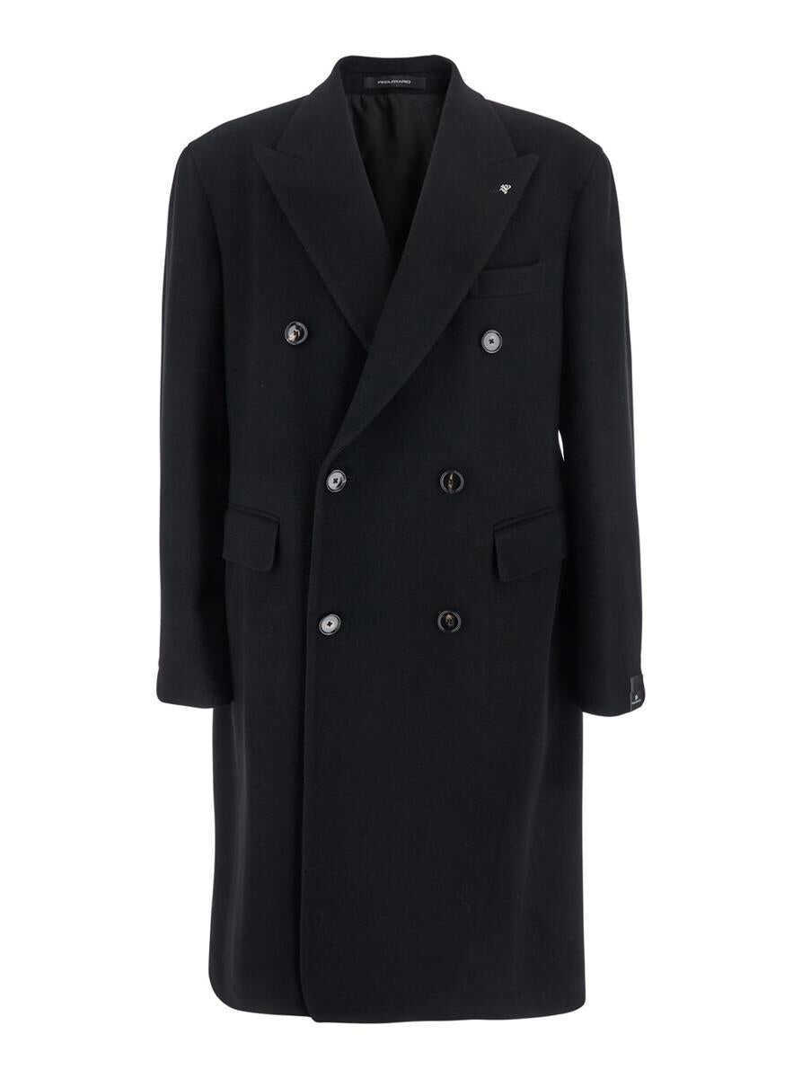 Paltoane Tagliatore Londra Black Oversized Double-Breasted Coat In Wool Blend Man Black Barbati (BM 18925185) 1