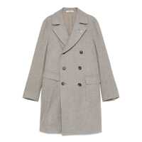 Paltoane 'Londra' Grey Oversized Double-Breasted Coat With All-Over Stripes Motif In Wool Blend Man Barbati