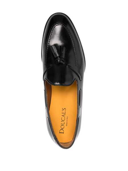 Mocasini Doucals Black Slip-On Loafers With Tassel Detail In Smooth Leather Man Black Barbati (BM 18925281) 4