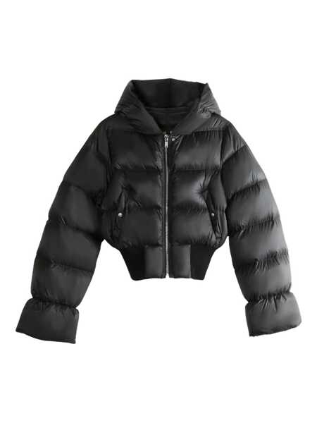 Geci de iarna Rick Owens Black Down Jacket With Crop Design And Fixed Hood In Tech Fabric Woman Black Femei (BM 18925548) 1