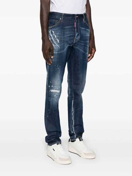 Blugi DSQUARED2 DSQUARED2 Distressed Regular-Fit Jeans NAVY BLUE Barbati (BM 18925692) 3