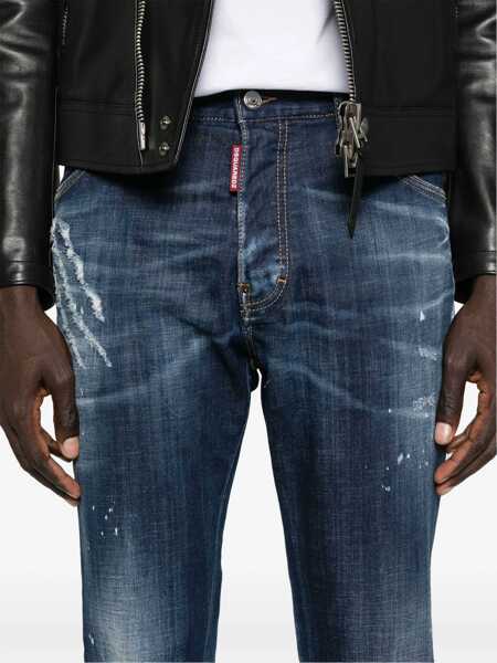 Blugi DSQUARED2 DSQUARED2 Distressed Regular-Fit Jeans NAVY BLUE Barbati (BM 18925692) 5