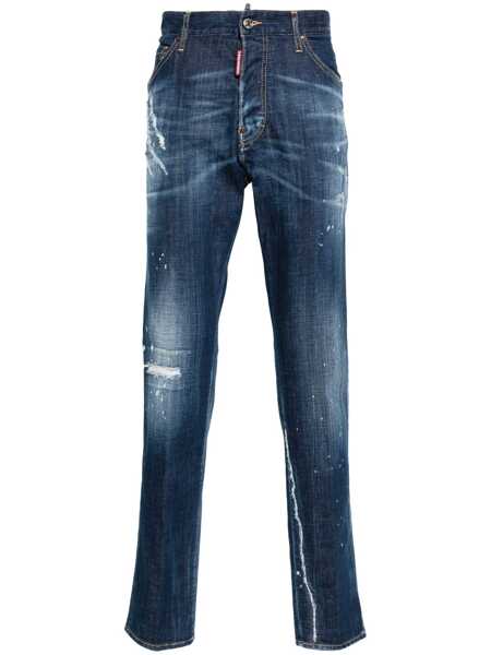 Blugi DSQUARED2 DSQUARED2 Distressed Regular-Fit Jeans NAVY BLUE Barbati (BM 18925692) 1