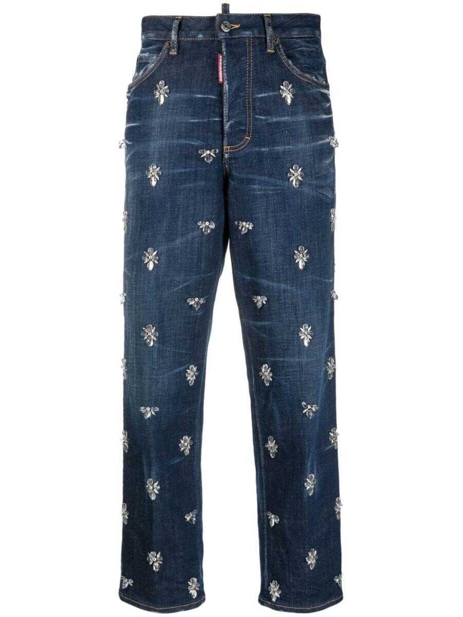 Blugi DSQUARED2 DSQUARED2 Crystal Flies High-Rise Jeans NAVY BLUE Femei (BM 18925698) 1