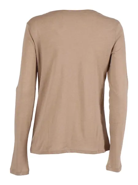 Tricouri Filatures Du Lion Long sleeve round neck T-shirt Beige Femei (BM 18926151) 2