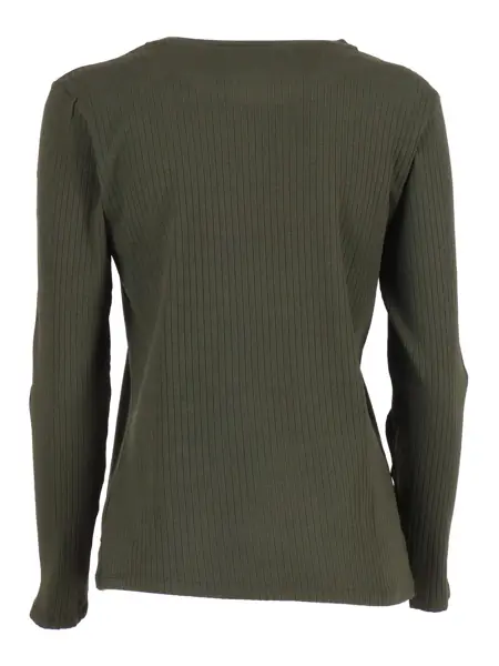 Tricouri Filatures Du Lion Long sleeve round neck T-shirt Green Femei (BM 18926154) 2