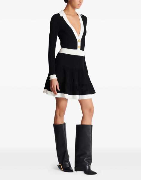 Rochii Balmain Knit short Dress NOIR/BLANC Femei (BM 18926425) 3