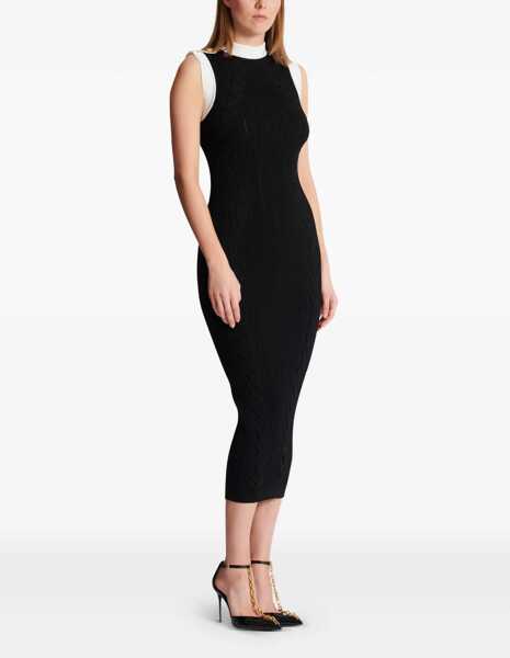 Rochii Balmain Sleeveless torsade knit long Dress NOIR/BLANC Femei (BM 18926440) 3