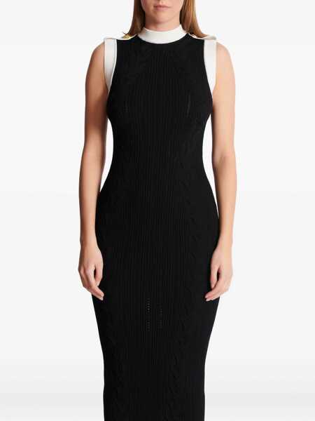 Rochii Balmain Sleeveless torsade knit long Dress NOIR/BLANC Femei (BM 18926440) 5