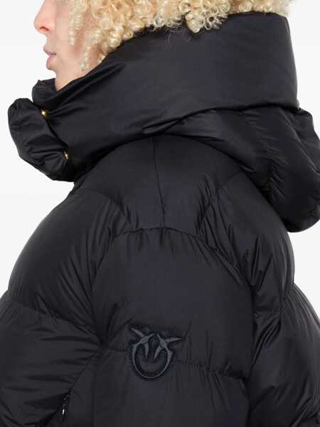 Geci de iarna Pinko Giza Blue Down Jacket With Fixed Hood And Love Birds Diamond Cut Patch On Sleeve In Tech Fabric Woman BLUE Femei (BM 18926622) 5