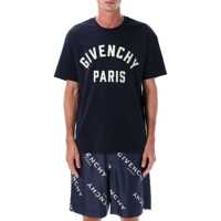 Tricouri Givenchy Navy Cotton T-Shirt With  Paris Logo Barbati