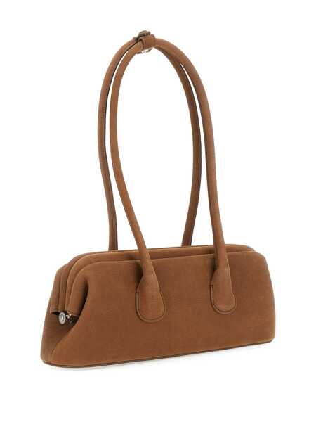 Genti de umar OSOI Boat Wide Mini Brown Shoulder Bag With Round Handles And Logo Lettering On The Front In Nubuck Leather Woman Beige Femei (BM 18927558) 3