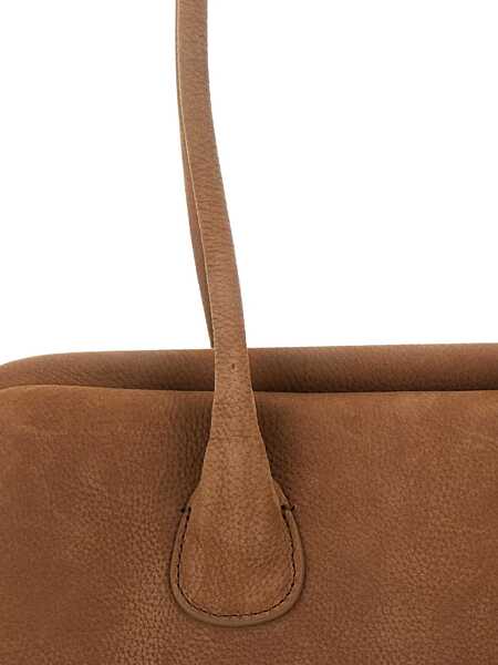 Genti de umar OSOI Boat Wide Mini Brown Shoulder Bag With Round Handles And Logo Lettering On The Front In Nubuck Leather Woman Beige Femei (BM 18927558) 4