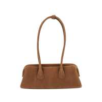 Genti de umar 'Boat Wide Mini' Brown Shoulder Bag With Round Handles And Logo Lettering On The Front In Nubuck Leather Woman Femei