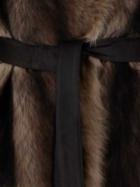 Paltoane YVES SALOMON Brown Shearling Coat With High Neck And Front Belt Closure In Fur Woman BROWN Femei (BM 18927561) 3