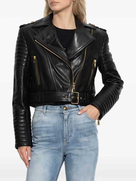 Geci Balmain Balmain Leather Jacket Black Femei (BM 18928497) 3