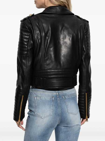 Geci Balmain Balmain Leather Jacket Black Femei (BM 18928497) 4