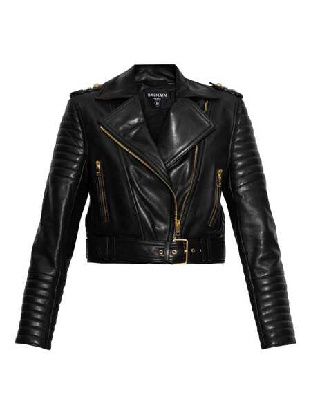 Geci Balmain Balmain Leather Jacket Black Femei (BM 18928497) 1