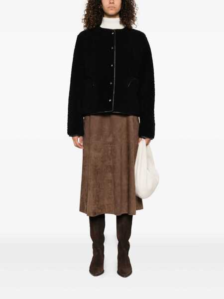 Geci BLAZ MILANO Tatoosh Brown Shearling Jacket With Two Front Welt Pockets In Fur Woman Black Femei (BM 18928977) 2